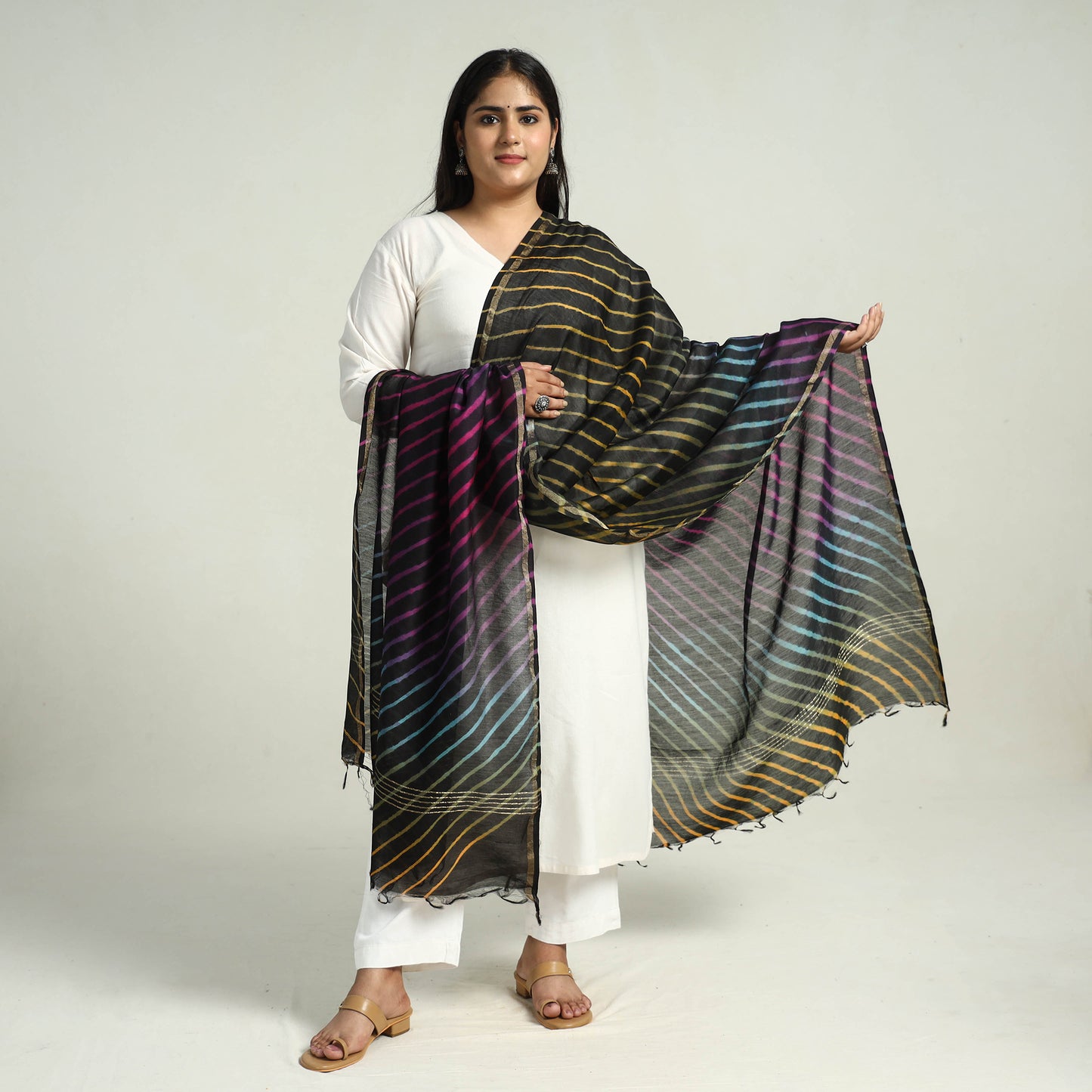 Traditional Tie & Dye Chanderi Silk Leheriya Dupatta 45