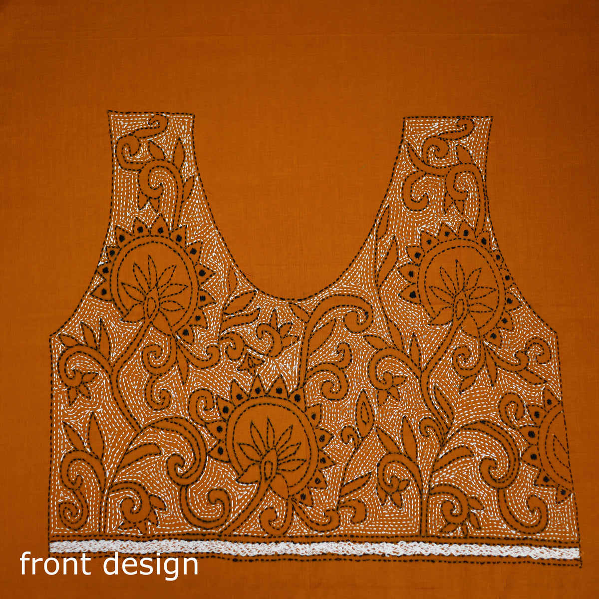 Bengal Kantha Hand Embroidered Cotton Blouse Piece 70