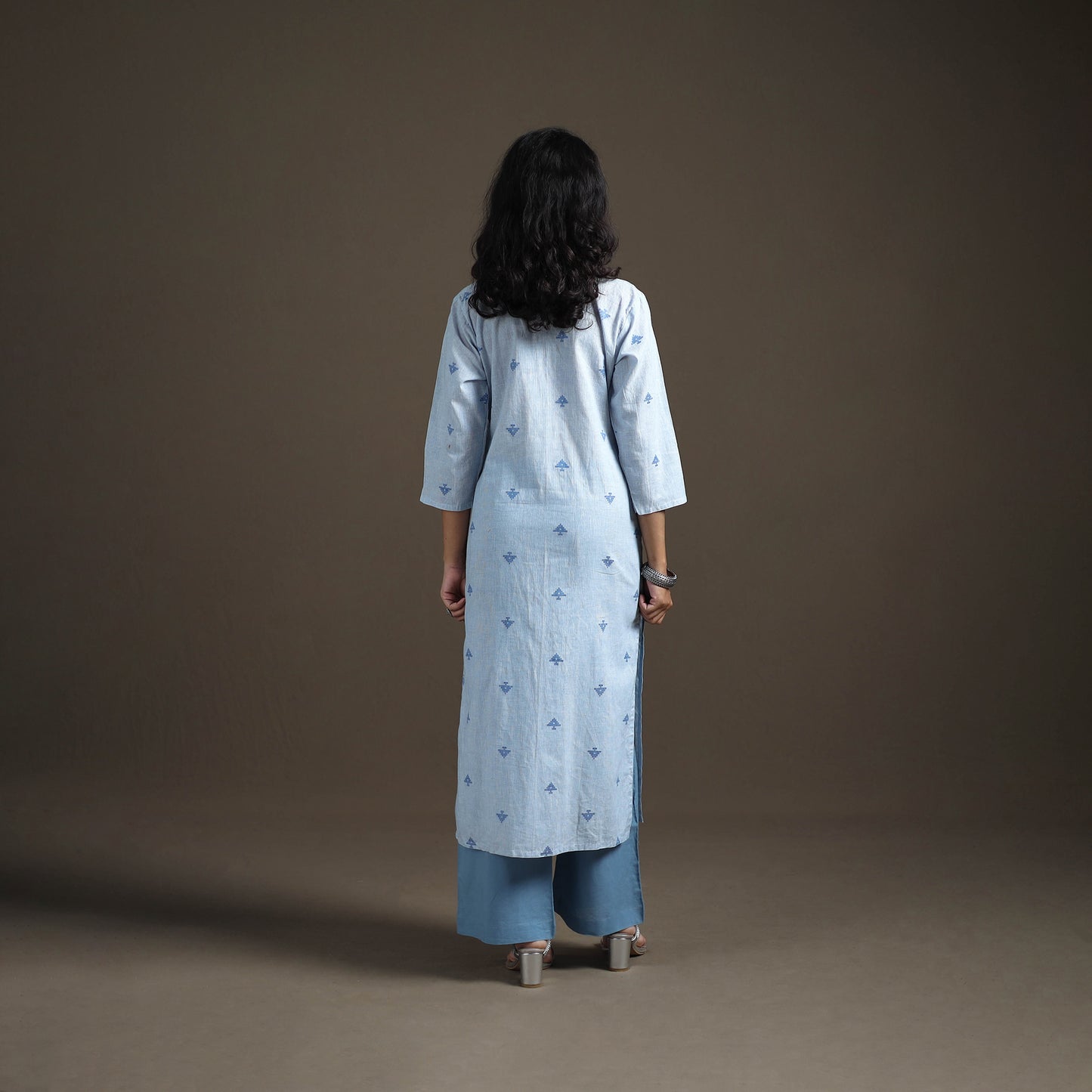 Jacquard Cotton Straight Long Kurta for Women 06