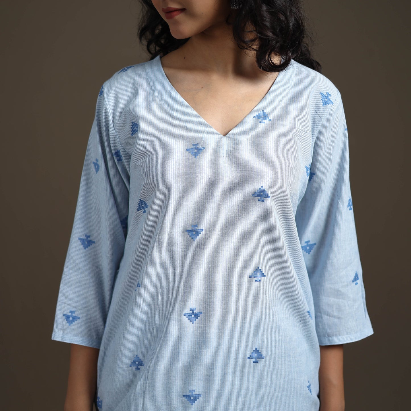 Jacquard Cotton Straight Long Kurta for Women 06