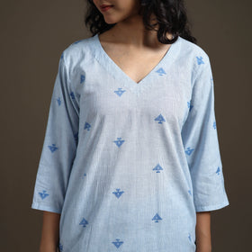 Jacquard Cotton Straight Long Kurta for Women 06