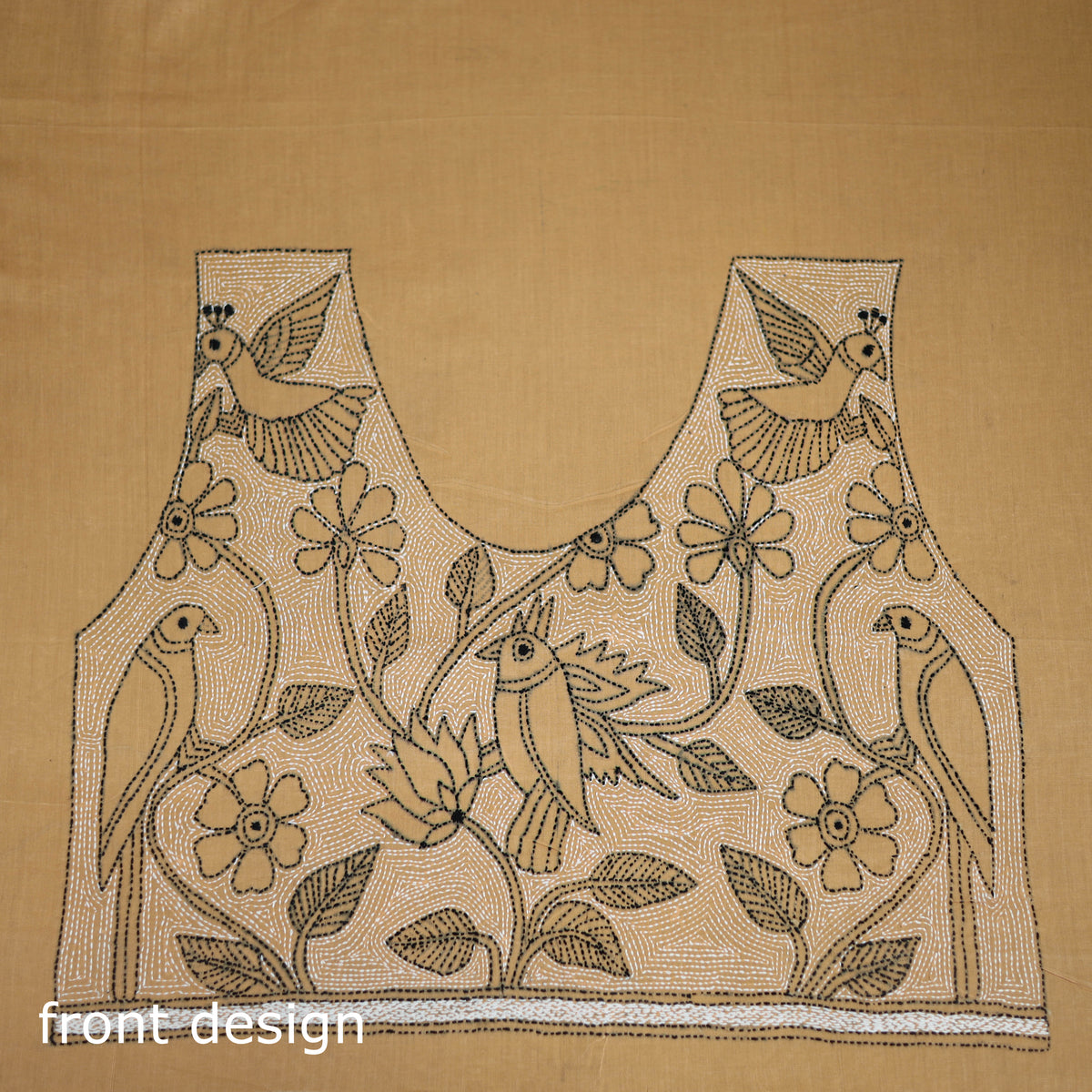 Bengal Kantha Hand Embroidered Cotton Blouse Piece 69