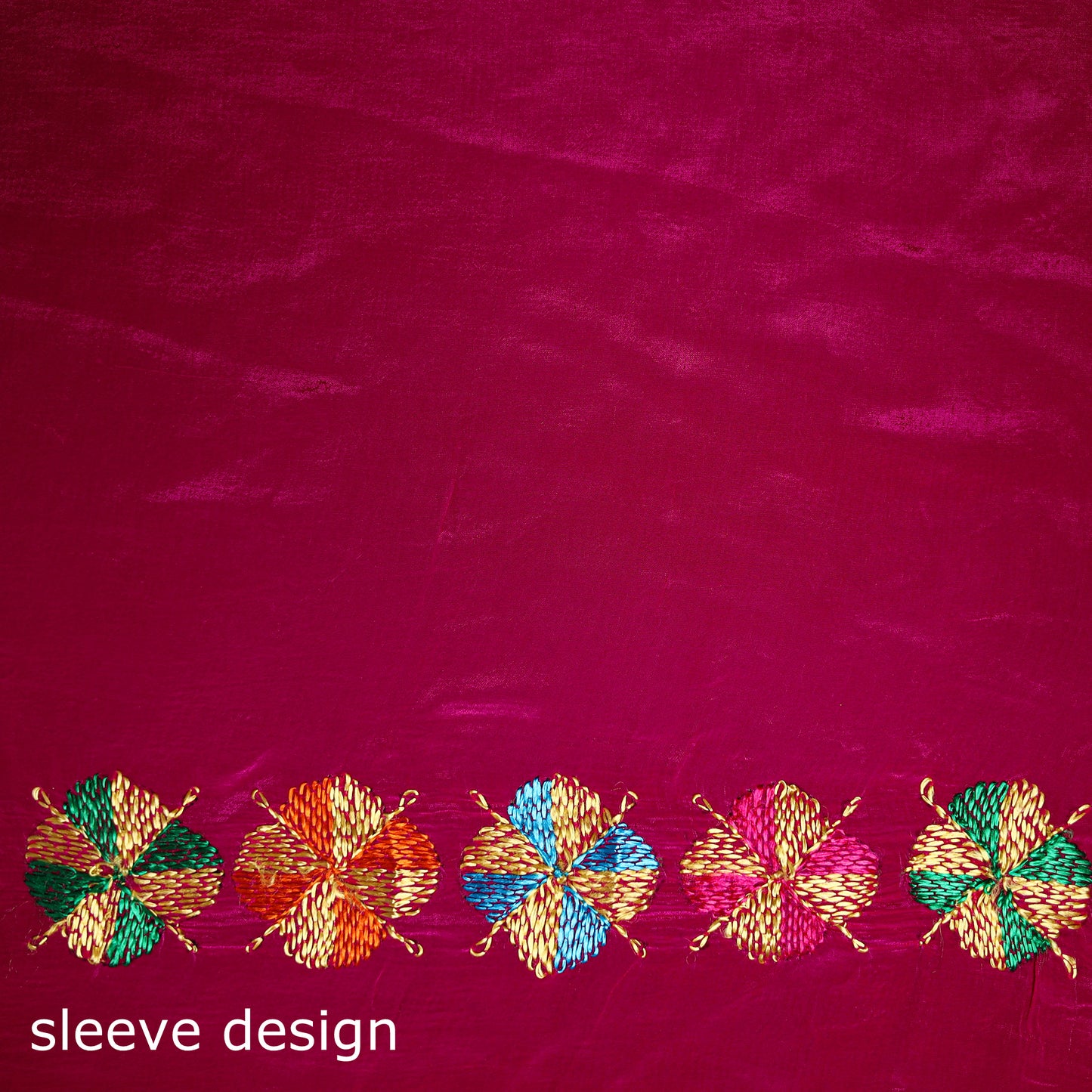Chinon Silk Hand Embroidery Phulkari Saree 18