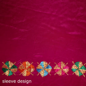 Chinon Silk Hand Embroidery Phulkari Saree 18