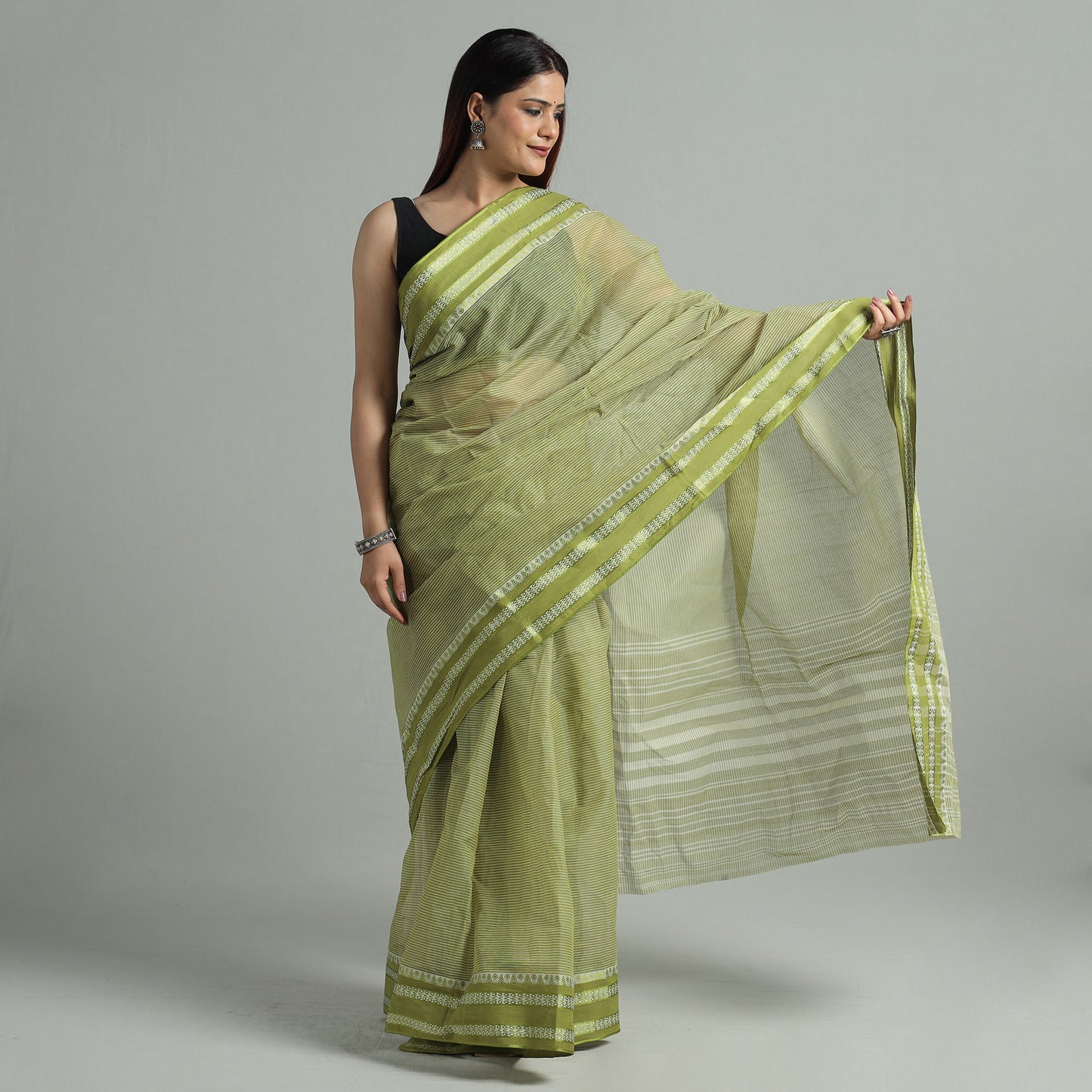 Green - Dhaniakhali Bengal Handloom Pure Cotton Saree 27