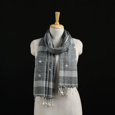Burdwan Jamdani Handloom Cotton Stole with Tassels 18
