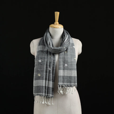 Burdwan Jamdani Handloom Cotton Stole with Tassels 18