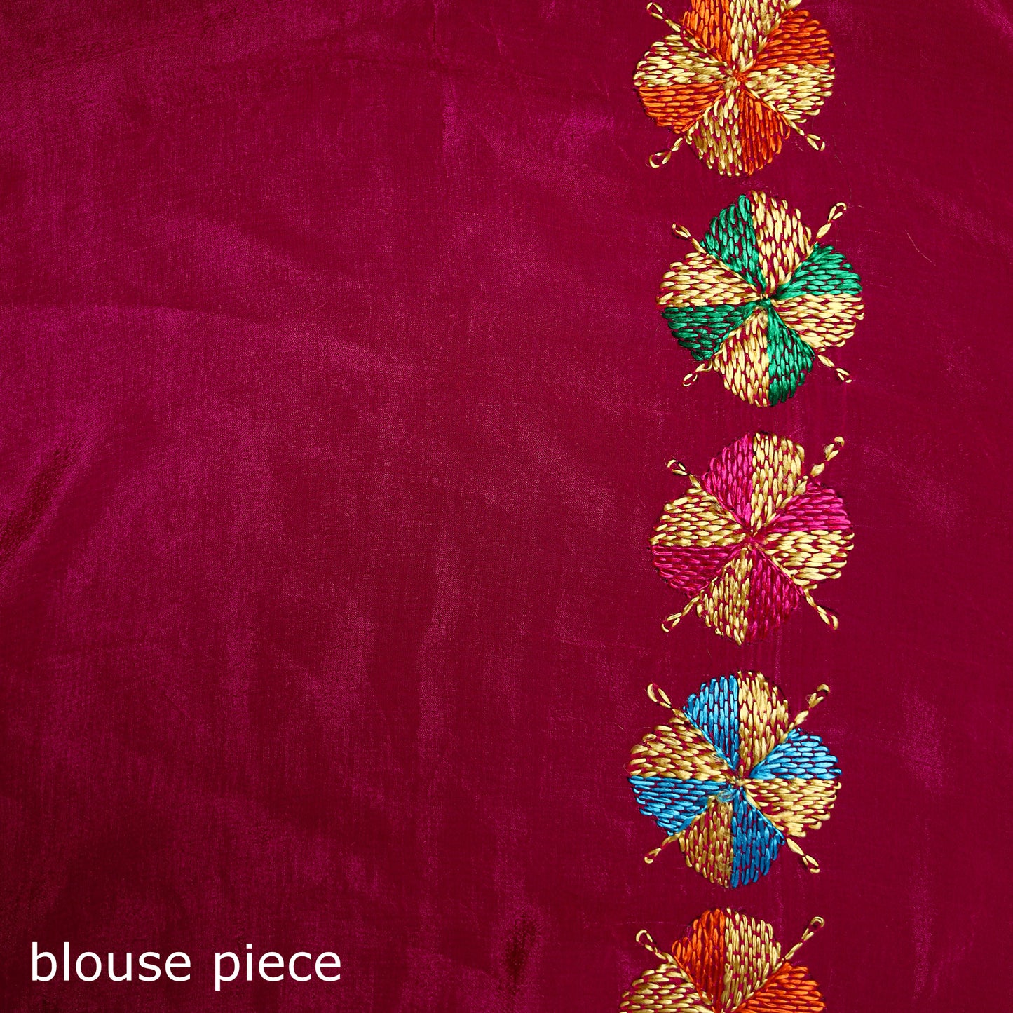 Chinon Silk Hand Embroidery Phulkari Saree 18