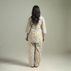 Sanganeri Floral Printed Cotton Night Suit for Women 11