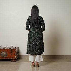 Buy Green Mercerised Cotton Straight Pochampally Ikat Kurta
