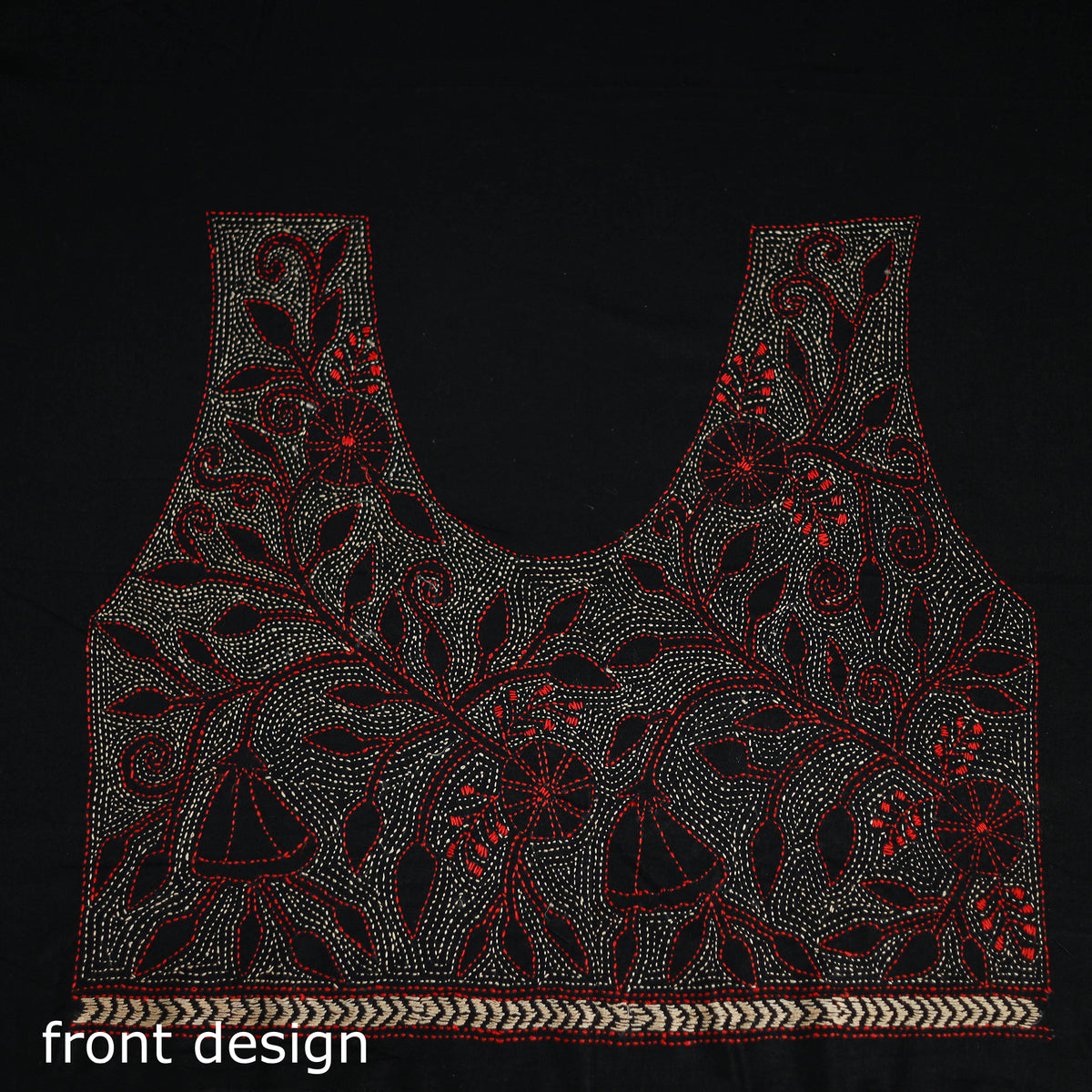 Bengal Kantha Hand Embroidered Cotton Blouse Piece 68