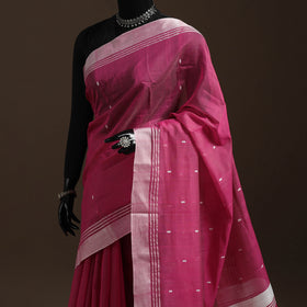 Pink - Traditional Handloom Chanderi Silk Saree 05