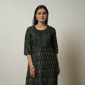 Buy Green Mercerised Cotton Straight Pochampally Ikat Kurta