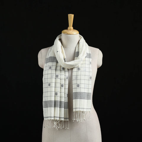 Burdwan Jamdani Handloom Cotton Stole with Tassels 16