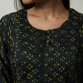 Buy Green Mercerised Cotton Straight Pochampally Ikat Kurta
