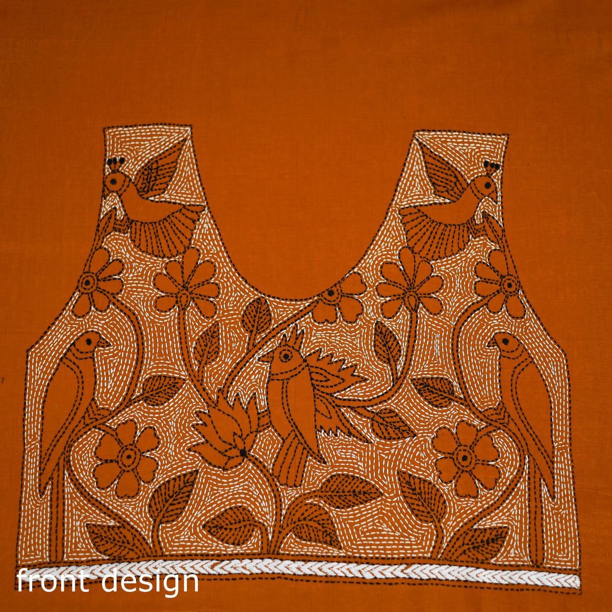 Bengal Kantha Hand Embroidered Cotton Blouse Piece 67