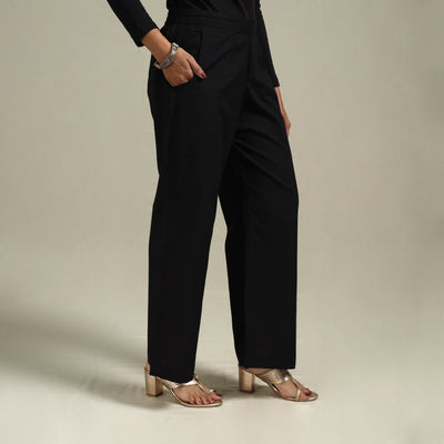 Elastic Waist Cotton Plain Palazzo for Women 46
