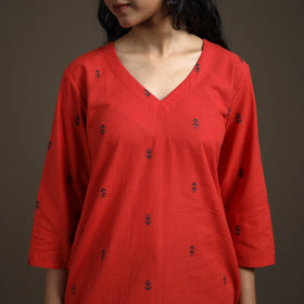 Jacquard Cotton Straight Long Kurta for Women 07