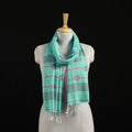 Green - Burdwan Jamdani Handloom Cotton Stole with Tassels 15