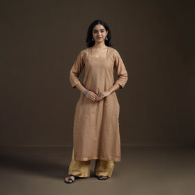 Mangalagiri Pure Handwoven Cotton Mirror Work Straight Kurta for women 02