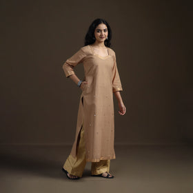 Mangalagiri Pure Handwoven Cotton Mirror Work Straight Kurta for women 02