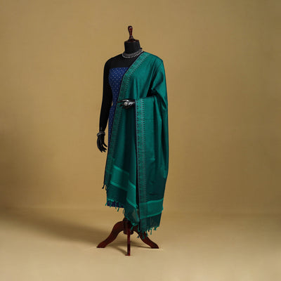 Green - cotton jacquard dupatta with thread border 11