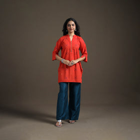 Jacquard Cotton Short Kurta for Women 13