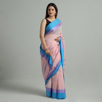 Peach - Tangail Bengal Handloom Pure Cotton Saree 28