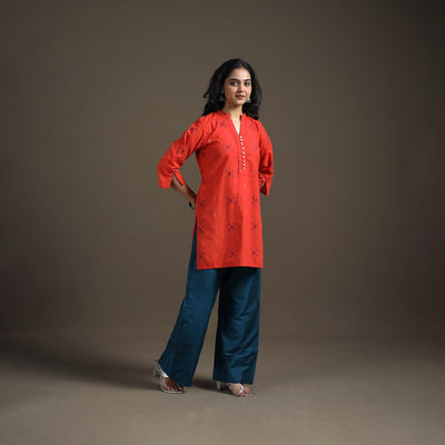 Jacquard Cotton Short Kurta for Women 13