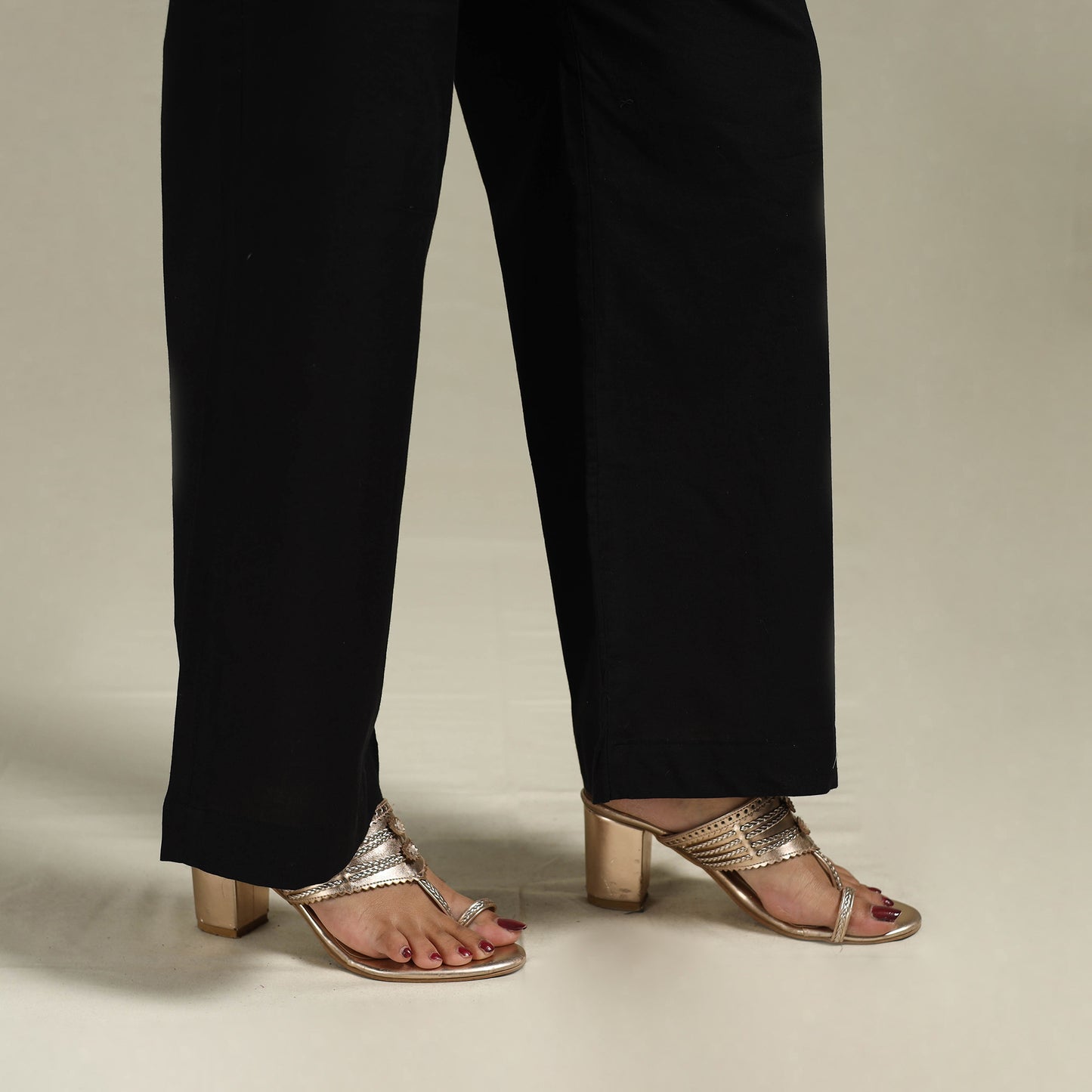 Elastic Waist Cotton Plain Palazzo for Women 46
