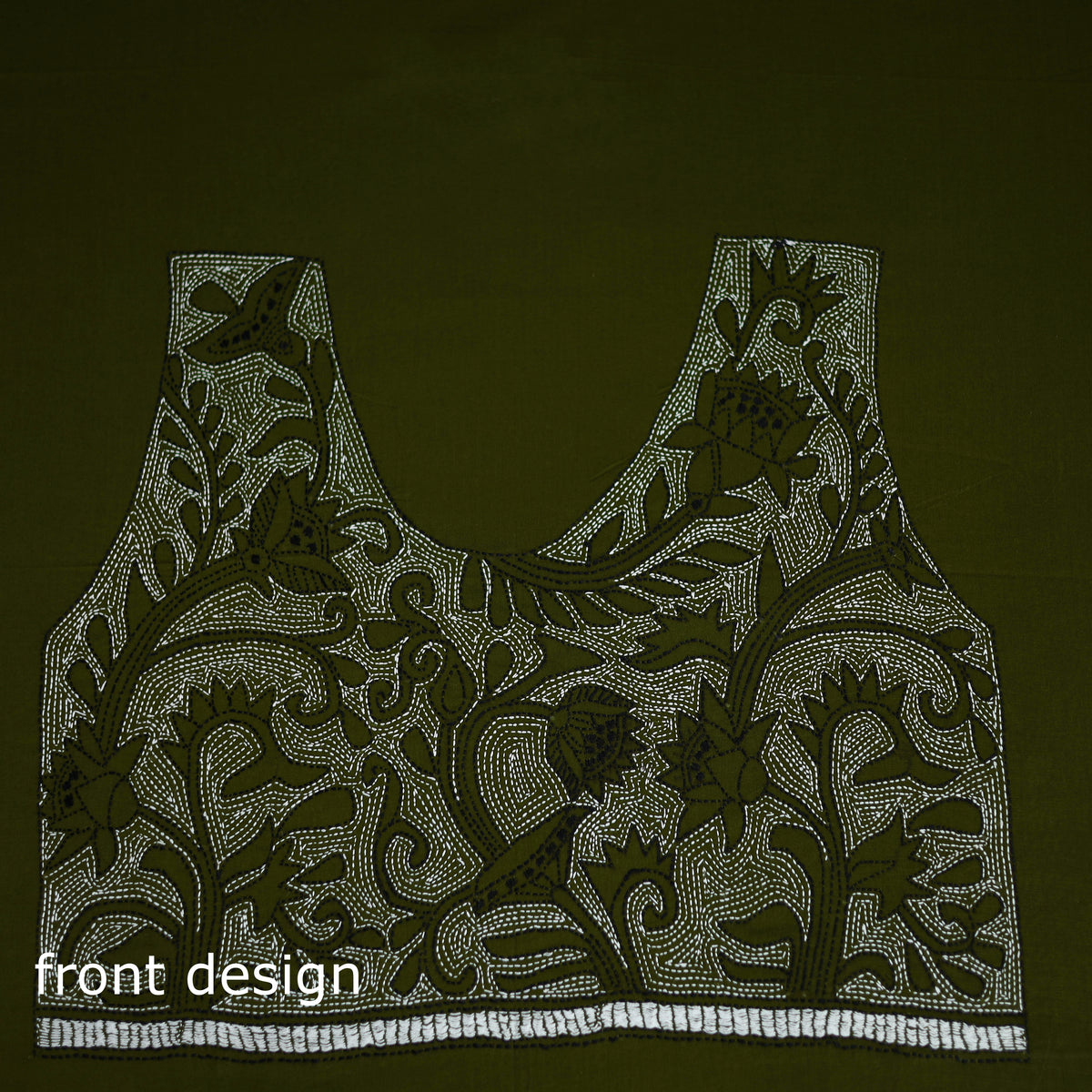 Bengal Kantha Hand Embroidered Cotton Blouse Piece 65
