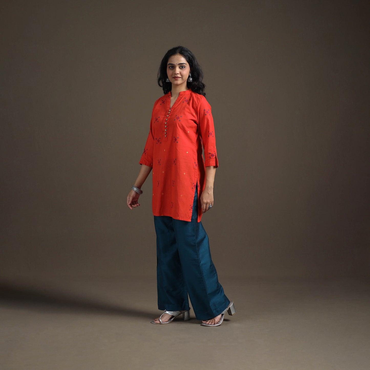 Jacquard Cotton Short Kurta for Women 13