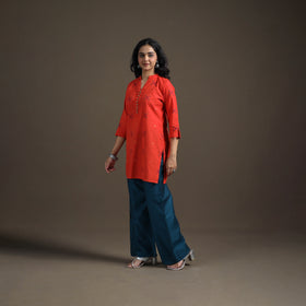 Jacquard Cotton Short Kurta for Women 13