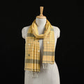 Yellow - Burdwan Jamdani Handloom Cotton Stole with Tassels 13