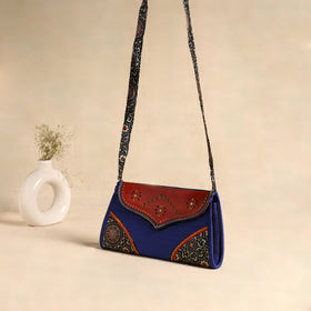 Traditional Kutch Patchwork Silk Leather Flap Sling Bag 39