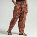 Red - Kalamkari Block Printed Cotton Elasticated Salwar