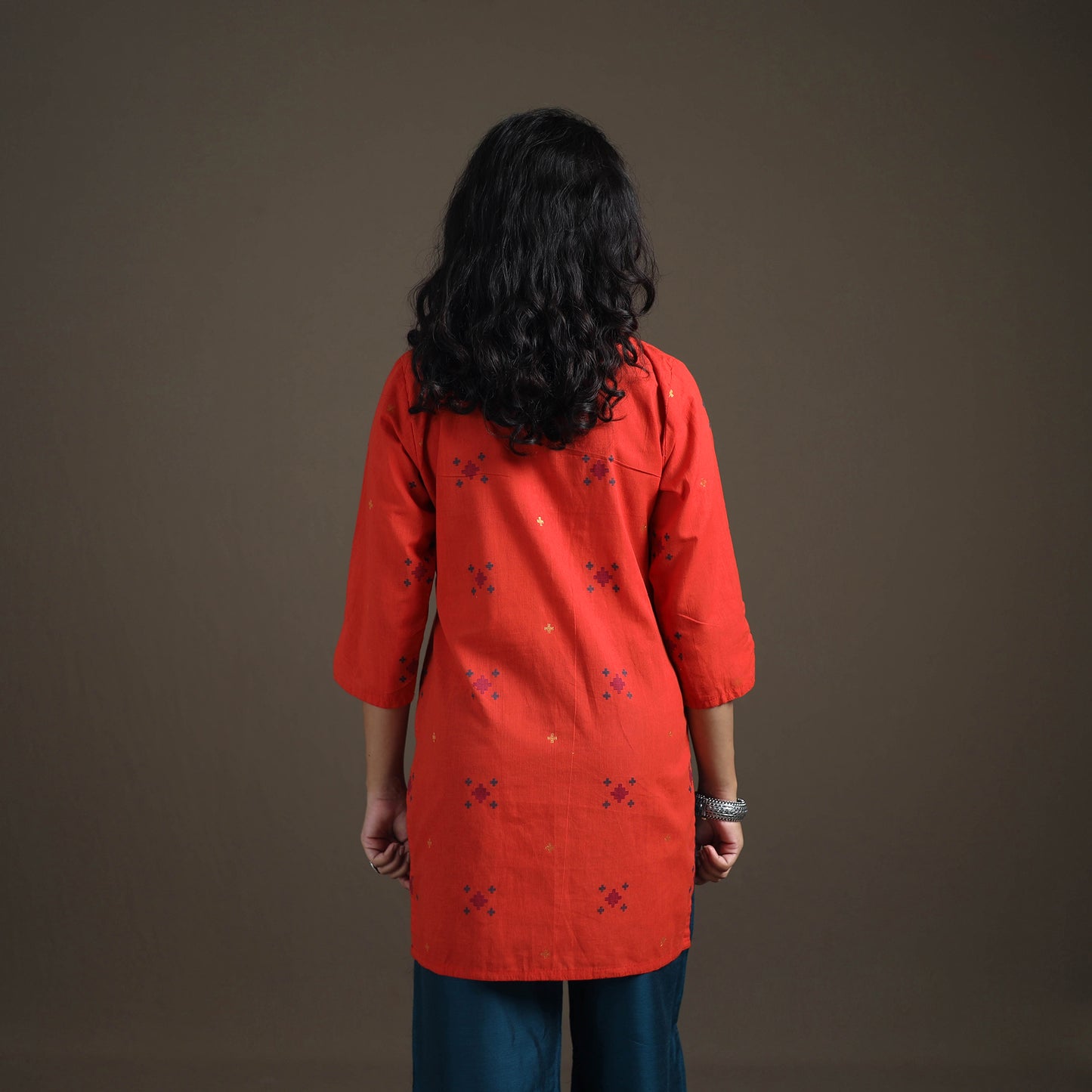 Jacquard Cotton Short Kurta for Women 13