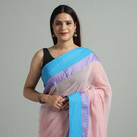 Peach - Tangail Bengal Handloom Pure Cotton Saree 28