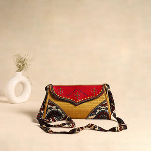 Traditional Kutch Patchwork Silk Leather Flap Sling Bag 40