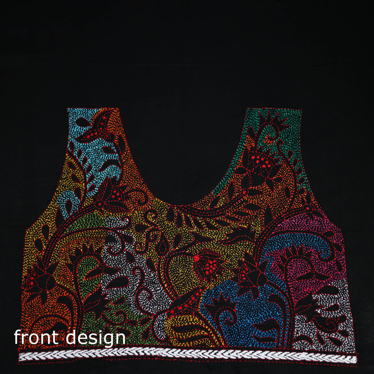 Bengal Kantha Hand Embroidered Cotton Blouse Piece 64