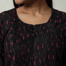 Buy Black Mercerised Cotton Straight Pochampally Ikat Kurta