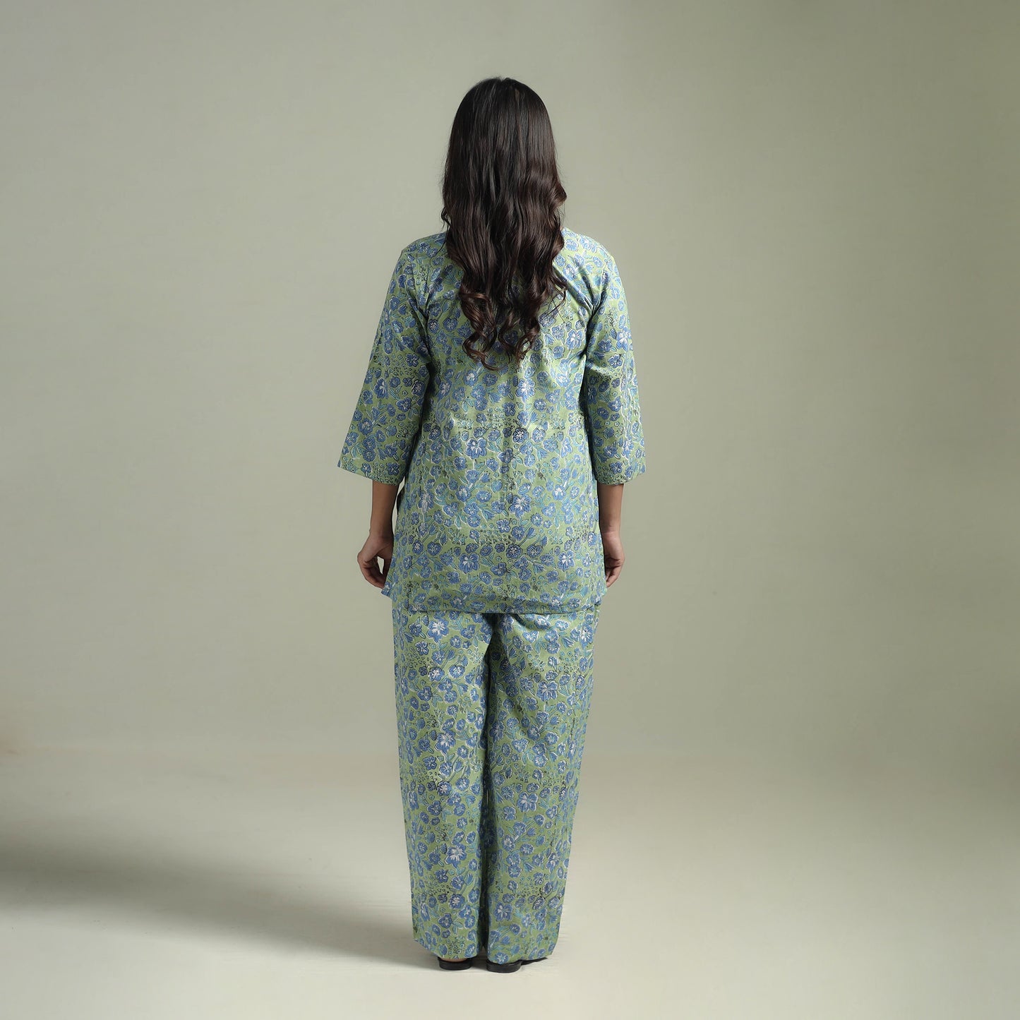 Sanganeri Floral Printed Cotton Night Suit for Women 09