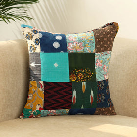 Multicolor - handcrafted cotton patchwork cushion cover 46