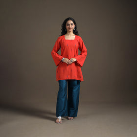 Jacquard Cotton Short Kurta for Women 09