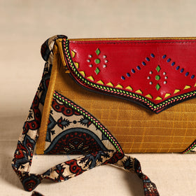Traditional Kutch Patchwork Silk Leather Flap Sling Bag 40