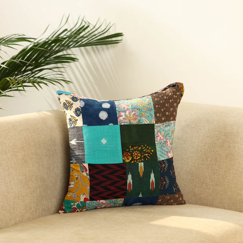 Multicolor - handcrafted cotton patchwork cushion cover 46