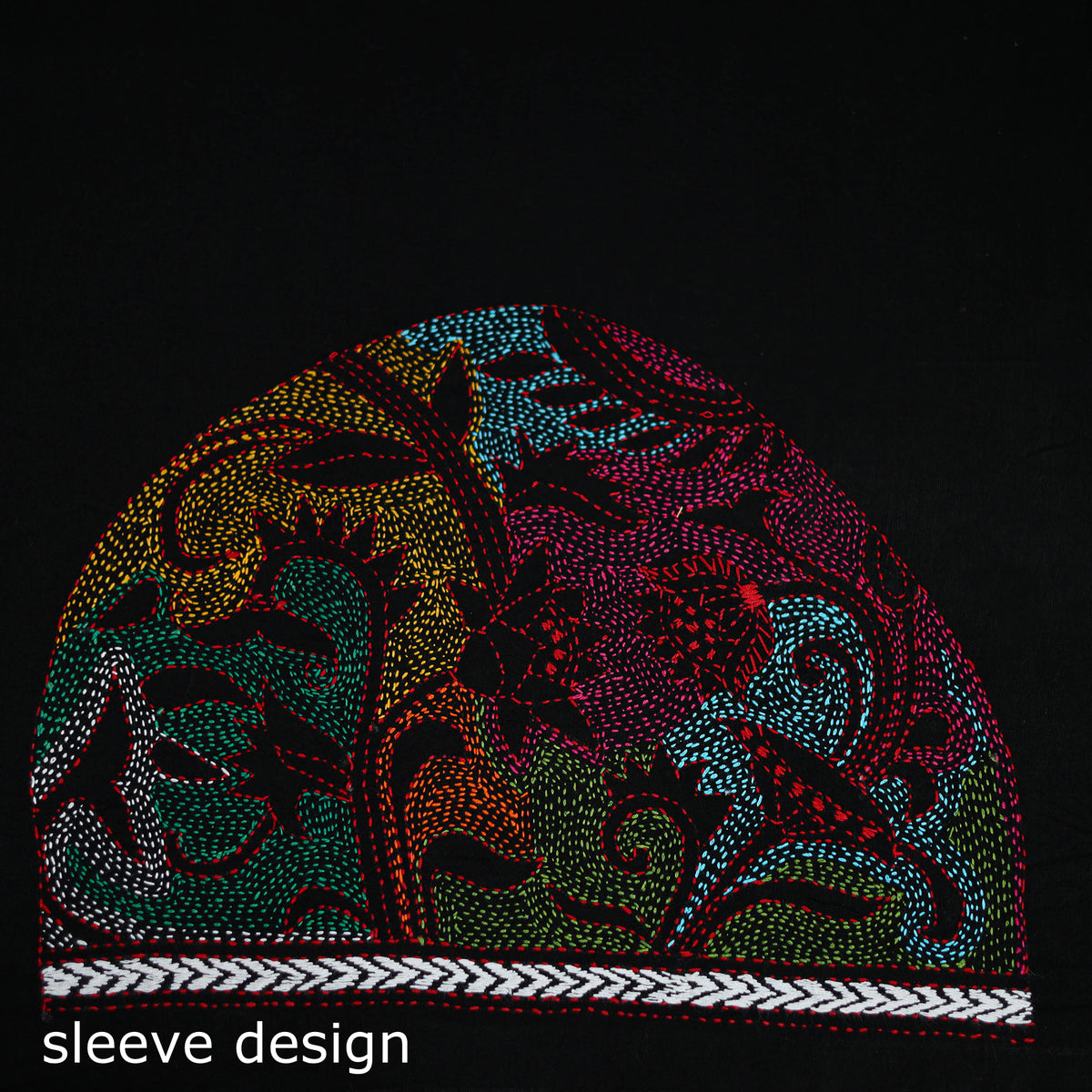 Bengal Kantha Hand Embroidered Cotton Blouse Piece 64