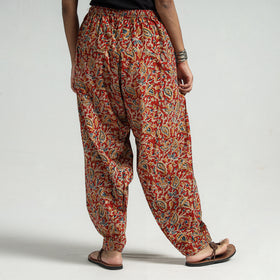 Red - Kalamkari Block Printed Cotton Elasticated Salwar