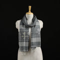 Grey - Burdwan Jamdani Handloom Cotton Stole with Tassels 11