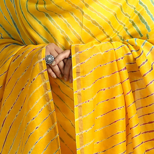 Yellow - Traditional Tie & Dye Chanderi Silk Leheriya Dupatta 51